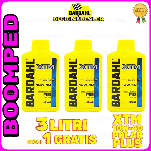 Bardahl KTS Competition Polar Plus 2-Stroke Motorcycle Oil – 1L Synthetic Blend With Octane Booster, Made In Italy