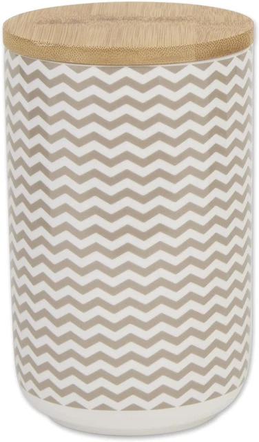 Bone Dry Ceramic Pet Collection Chevron, Treat Canister, 4x6.5, Stone
