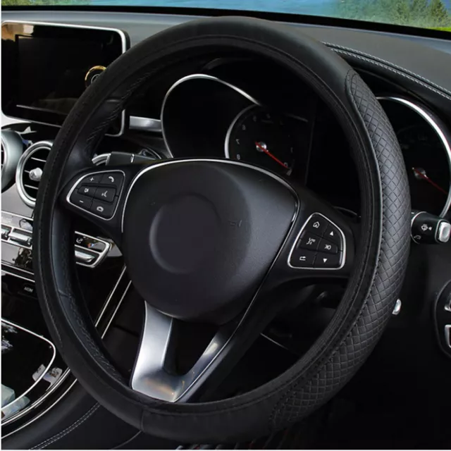 Universal Car Steering Wheel Cover PU Leather Good Grip Auto Wheel Cover  15"