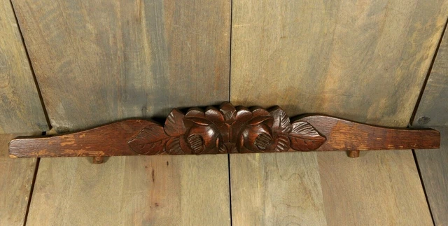 Antique French ART DECO Pediment Ornament Salvaged Hand Carved Wood 1930s