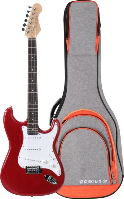 Rocktile Sphere E-Gitarre Single Coil Saiten Kabel Tremolo Red Rot Gigbag Set