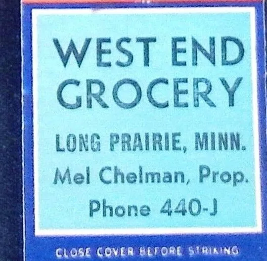 West End Grocery Long Prairie Minnesota Matchbook Cover