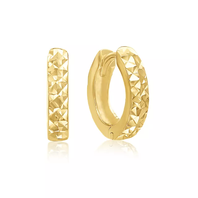 MCS Jewelry 14 Karat Yellow Gold Small Wide Huggie Hoop Earrings Diameter: 13 mm