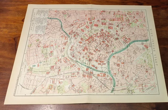 historische Stadtkarte/Stadtplan 1898 " Wien Innenstadt" original