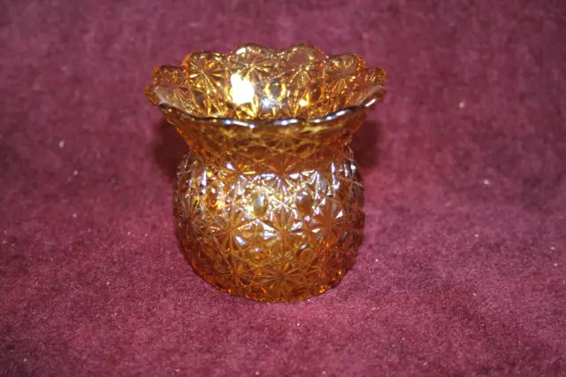 Amber EAPG Toothpick Holder - DAISY & BUTTON Pattern w/Broad Rim - Bryce Bros.