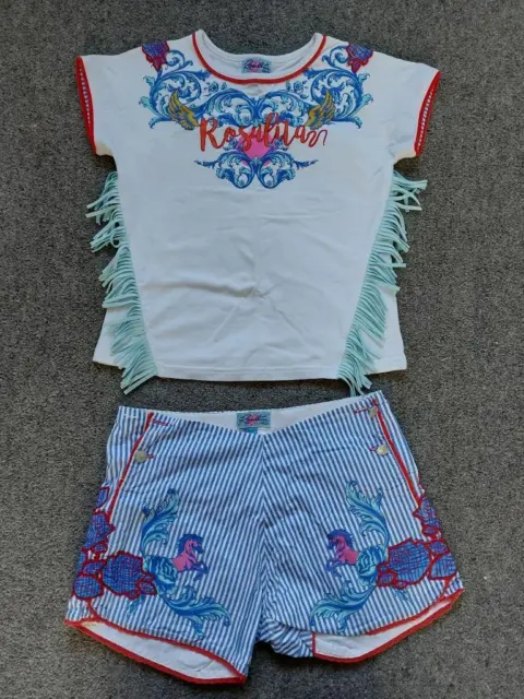Rosalita Senoritas Designer Girls 2 Piece Shorts/Tassled T Shirt Top,  10 Yrs