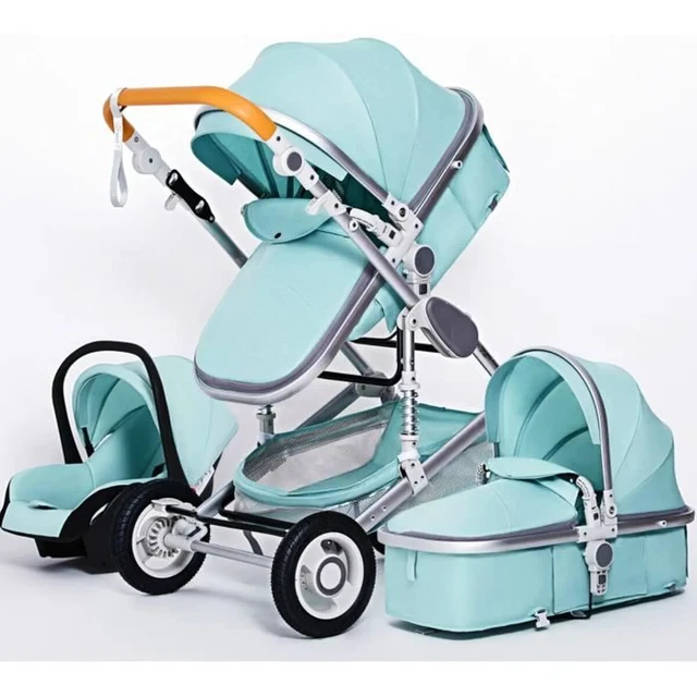 Poussette 3 en 1 Bébé Combinée Siège-Auto Nacelle Trio Réversible GRIS ROSE