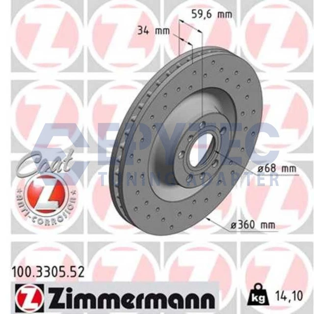 2x VW Phaeton Audi A5 A6 A6 Avant A8 Bremsscheibe Zimmermann Sport 360x34 100.3