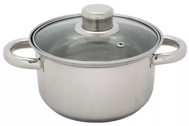 Kochtopf 5,2 Liter 24 cm Edelstahl mit Glas Deckel Topf Kochen Braten