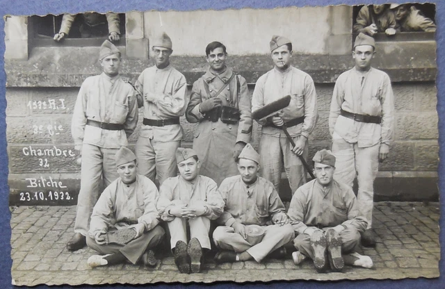 CARTE POSTALE PHOTO 153e REGIMENT D'INFANTERIE à BITCHE 1932, 3e Cie Chambre 32