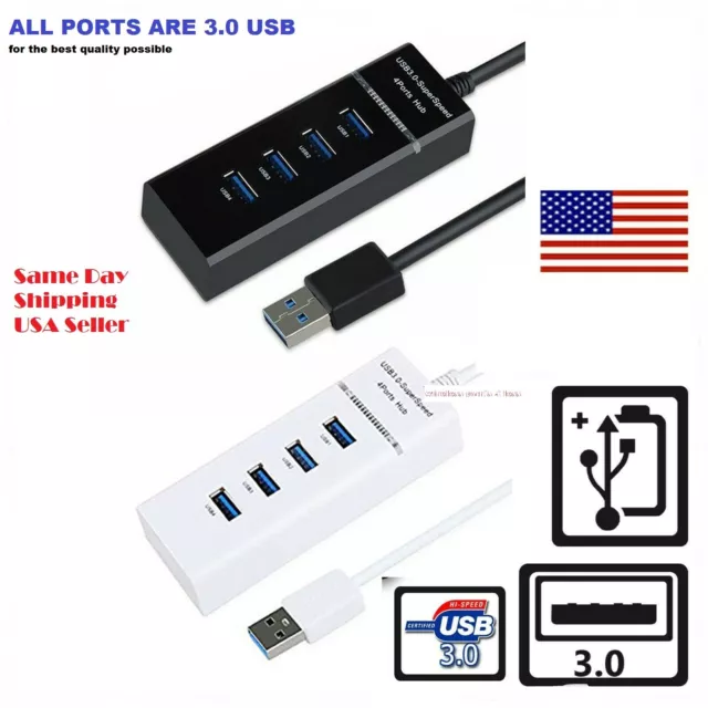 4 Port USB 3.0 HUB Multi High Speed Splitter Expansion Desktop Laptop PC Max OS