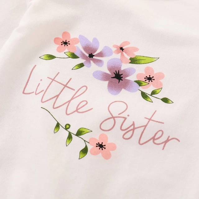 Set tuta cappello fascia per bambine neonate LITTLE SISTER abbigliamento vestiti 7