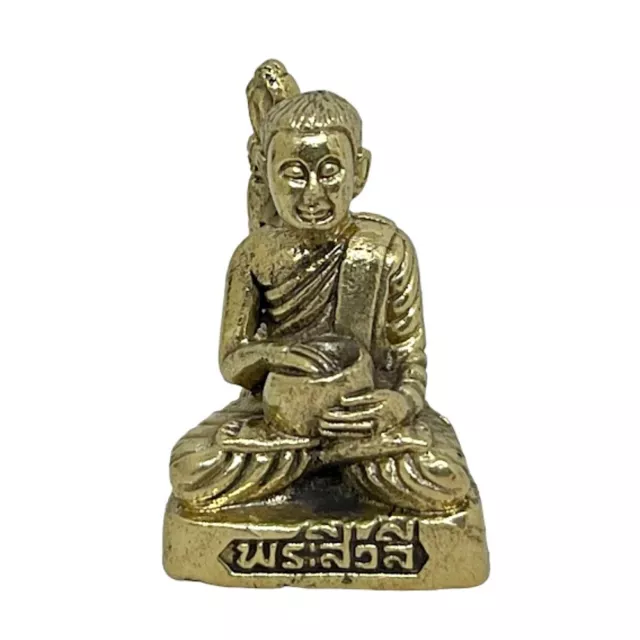 Phra Sivali Buddhist Arhat of Wealth Abundance Thai Amulet Mini Brass Statue #1