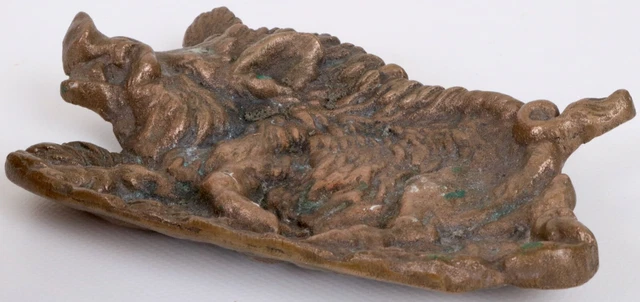 Vintage Cenicero Bronce Latón Jabalí 587G 3