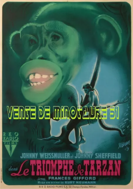 LE TRIOMPHE DE TARZAN-Johnny Weissmuller et Johnny Sheffield- affiche plastifiée