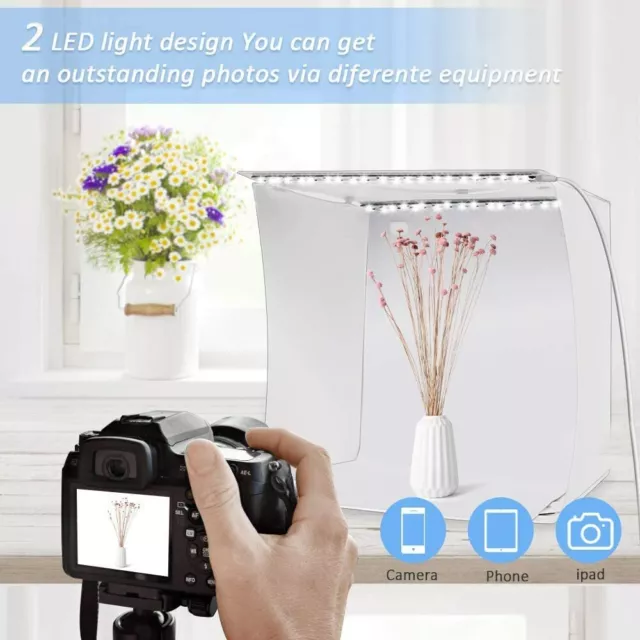 Navidad Regalo! Tener Fotografía Estudio At Hogar ! 40 Luz LED Caja 7 Back Gotas