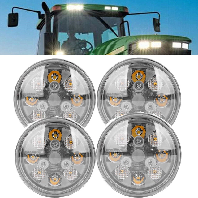 4PCS LED Sealed Round Light AT25451 For John Deere Combine 3300,4400,4420,6600