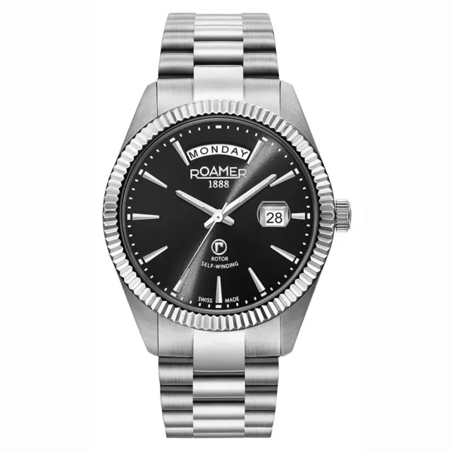 Roamer 981662 41 55 90 Primeline Automatic Black Dial Wristwatch