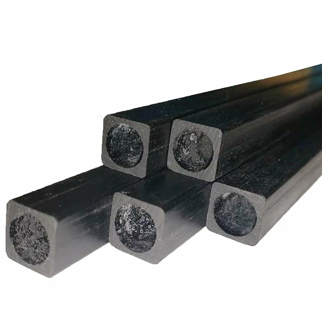 (10) 8mm x 8mm x 1000mm - Pultruded Carbon Fiber - Square Tube-Round Center-...