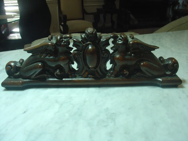RJ Horner Griffin Wood Oak ? Pediment Crest Architectural Salvage Piece