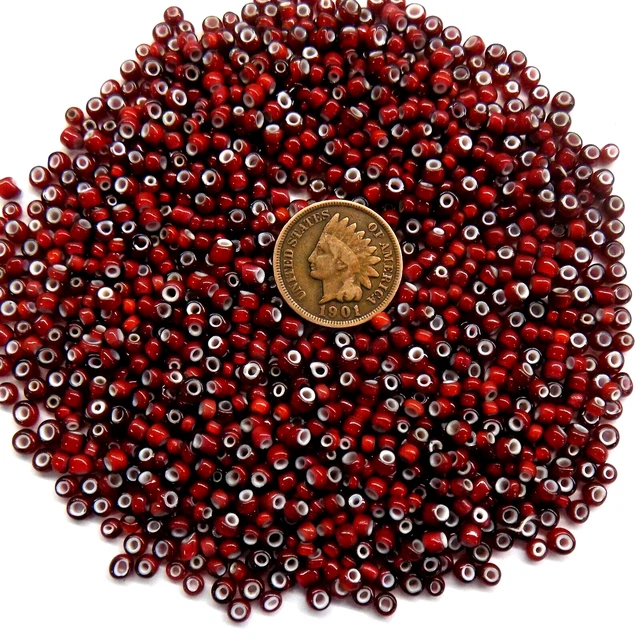 4 Ounces Original Hudson Bay White Heart African Trade Beads size 7/0 MIX ( B )