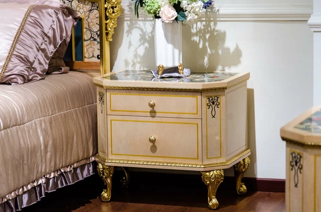 Chambre à coucher 3 ensemble Lit 2x Console De Chevet Lits Double Hôtel 2