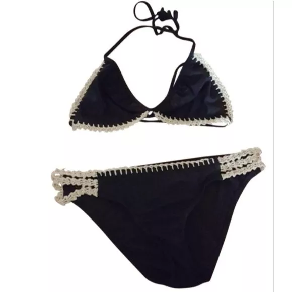 The Bikini Lab - Black & Macrame Hipster Bikini