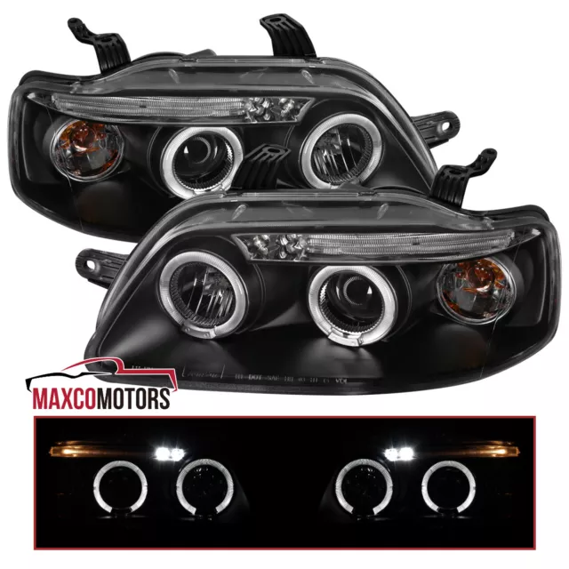Black Projector Headlights Fits 2004-2006 Chevy Aveo Sedan Aveo5 LED Halo Lamps