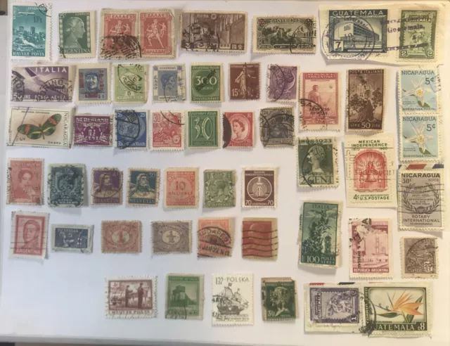 50 Vintage International Postage Stamps - Art, Craft, Scrapbook Supply (Lot#23)