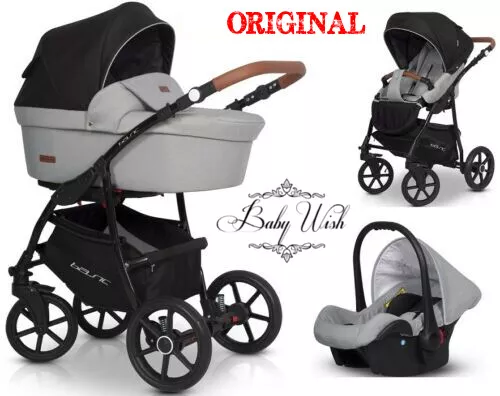 RIKO BASIC BABY STROLLER PRAM 3in1 CARRYCOT + PUSHCHAIR + CAR SEAT  UK RETURN