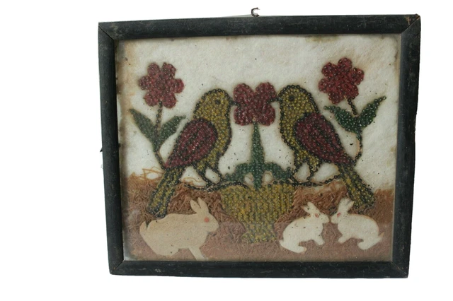 Hand painted Decorative painting of birds beautiful vintage antique frame