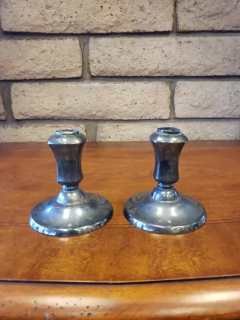 925 Sterling Silver Candlesticks Pair Candle Holders