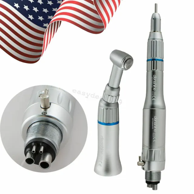 Dental  4 Hole Low Speed Handpiece Kit Straight Contra Angle Air Motor E-Type CE