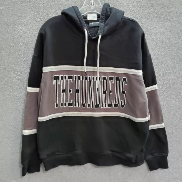 The Hundreds Men Sweatshirt Small Black Colorblock Hoodie Logo Embroidered