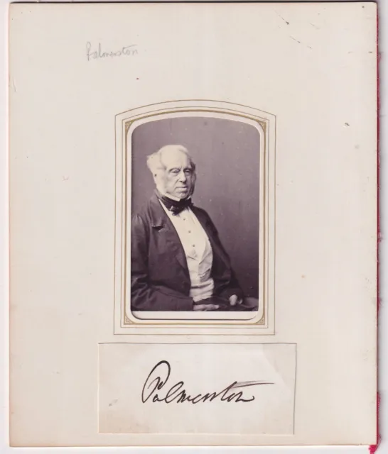 Original Cdv photo & autograph Lord Palmerston Prime Minister from album 1860's