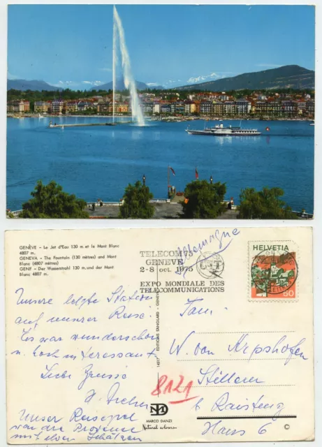 45438 - Geneve - Jet d'Eau et le Mont Blanc - Ansichtskarte, gelaufen 1973