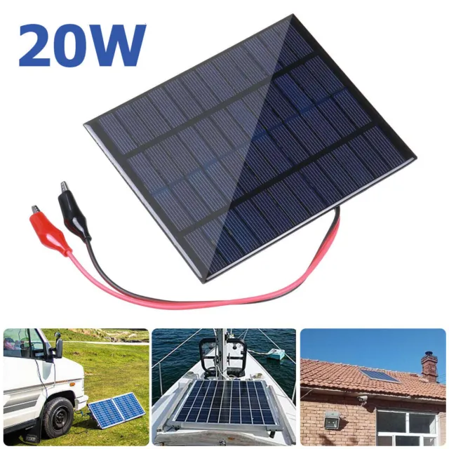 20W Solar Panel 12V Trickle Charge Battery Charger Maintainer Marine RV Car
