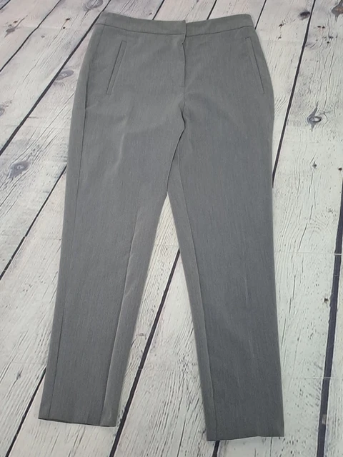Pantaloni abiti da donna grigi Topshop gambe sottili rialzati taglia 10 (JT06)