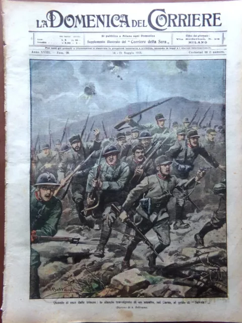 La Domenica del Corriere 14 Maggio 1916 WW1 Nidi Catania Val d'Adige Carabinieri