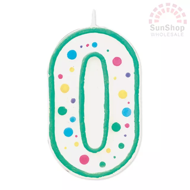 Genuine! WILTON Number 0 Polka Dot Numeral Party Birthday Cake Candle Green!