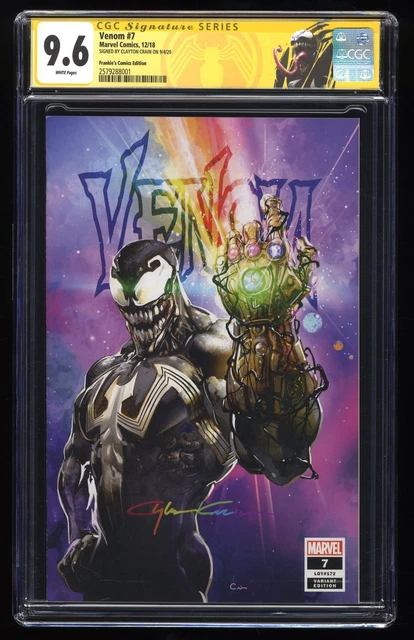 Venom #7 CGC NM+ 9.6 Signed SS Clayton Crain Frankie's Comics Variant Marvel