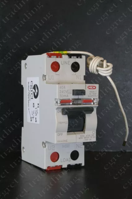 MEM Memshield 2 40A 30mA RCD RCCB Circuit Breaker AM40HE - Tested - NEW