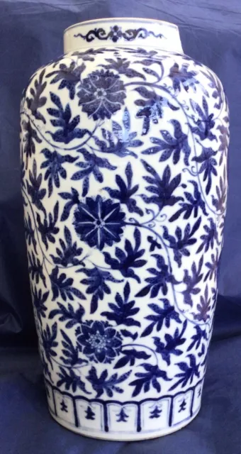 Chinese 18th c Blue & White Cylindrical Vase Yongzheng-Qianlong SUPERB painting.