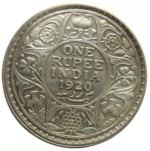 1920 King George V India Silver One Rupee Coin In High Grade