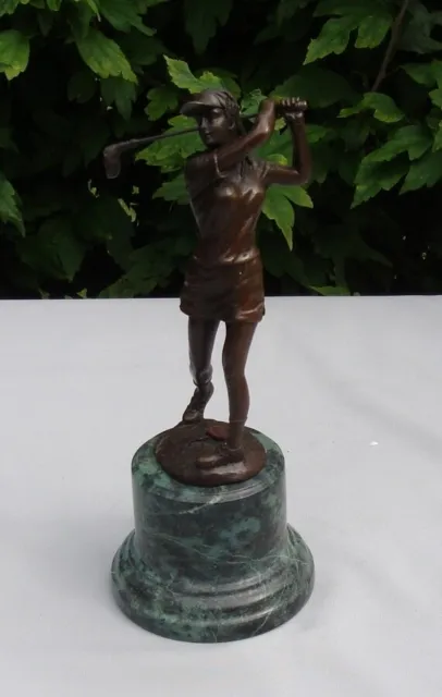 Estatua Mujer Golfista Art Deco Estilo Art Nouveau Estilo Bronce sólido Firmado
