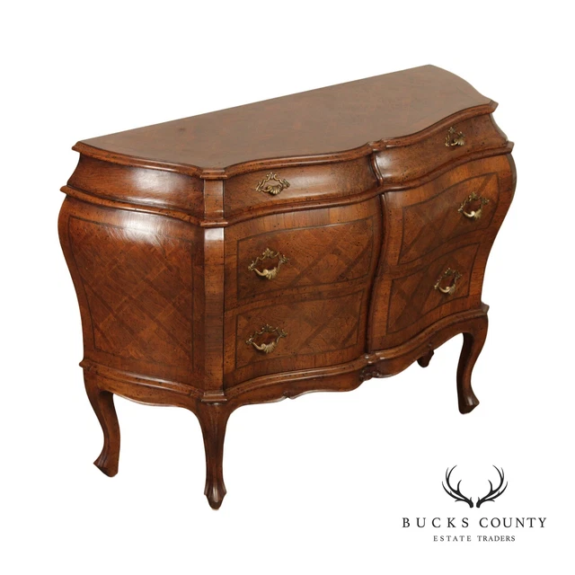 Italian Burl Wood Bombe Commode Chest