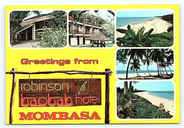 MOMBASA, KENYA ~ Diani Beach ROBINSON BAOBAB HOTEL  4"x6" Postcard