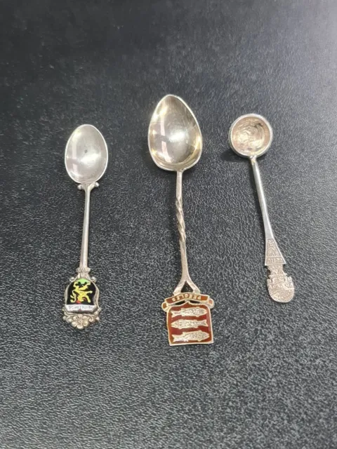 Antique/Vintage Silver Souvenir Spoons X 3 ( 2 X 925 Silver And 1 X 800 Silver )
