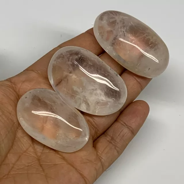 125g, 1.7"-2", 3pcs. Natural Quartz Crystal Palm-Stone Polished Reiki, B29021