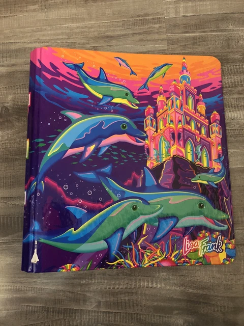 Vintage Lisa Frank 3 Ring Binder Fantasea Castle Dolphins Hard Cover VTG 90s